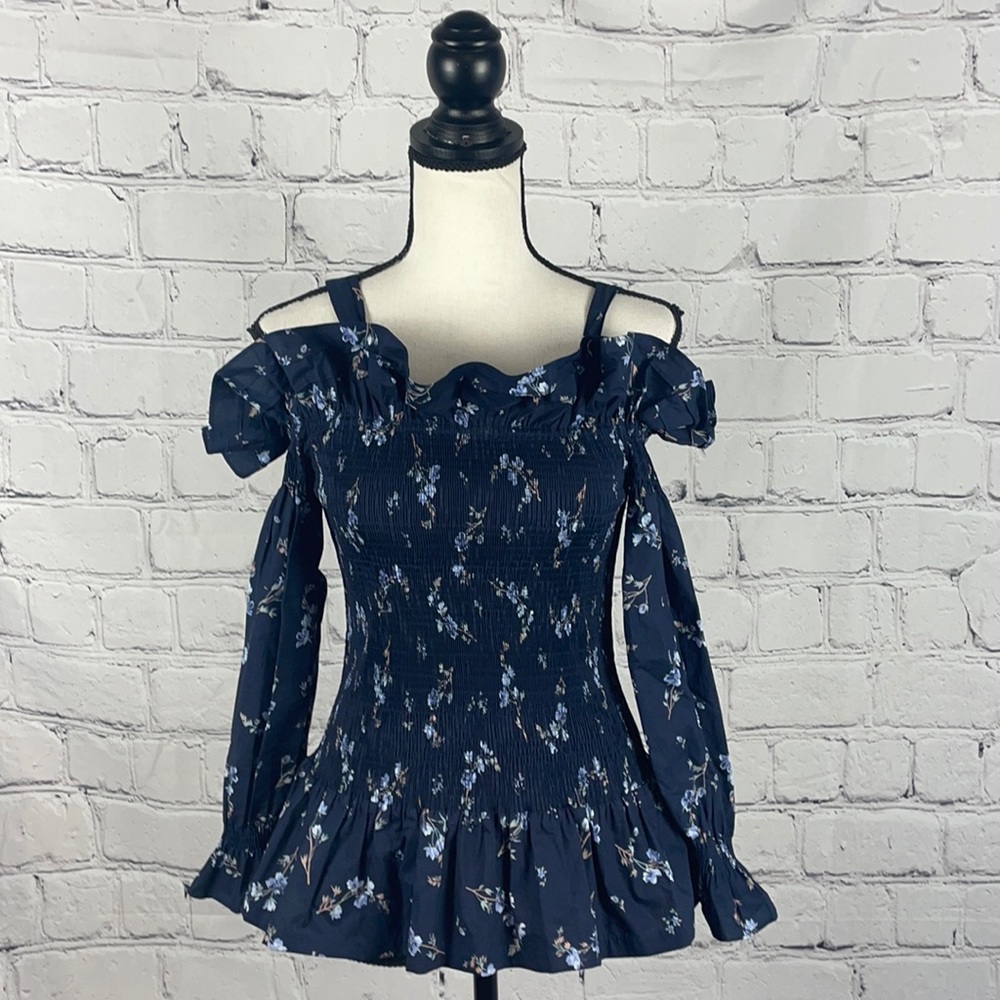 NWOT Rebecca Taylor Floral Ruffle Blouse Top 0/XS